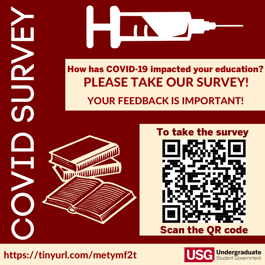 COVID Professor Suvery w/ QR Code. Designed by USG's Director of Communications